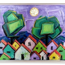 Houses Under the Moon - Mixed media on canvas - 16x20 - Sao Paulo  2013