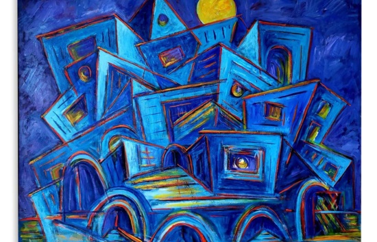 Blue Village - Acrylic on canvas - 40x48 - Sao Paulo Brazil  2012 